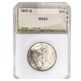 1937-D Walking Liberty Half Dollar PCI MS63