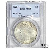1925-S Silver Peace Dollar PCGS MS62