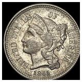 1865 Nickel Three Cent CLOSELY UNCIRCULATED