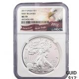 2017 Silver Eagle NGC MS70