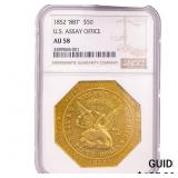 1852 "887" Gold $50 U.S. Assay Office NGC AU58