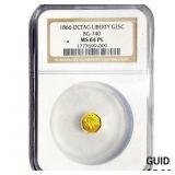 1886 Octagonal California Gold Quarter NGC MS64 PL