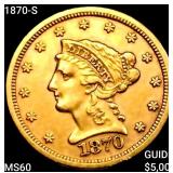 1870-S $2.50 Gold Quarter Eagle UNCIRCULATED