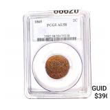 1865 Two Cent Piece PCGS AU58