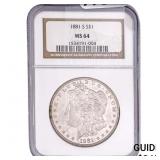 1881-S Morgan Silver Dollar NGC MS64