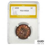 1838 Coronet Head Large Cent PGA MS64