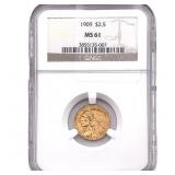 1909 $2.50 Gold Quarter Eagle NGC MS61