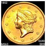 1852 Rare Gold Dollar CHOICE BU
