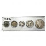 [5 Coins] 1906-1943 U.S. Type Coin Set 1C-50C