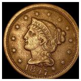 1847 Braided Hair Large Cent CLOSELY  UNCIRCULATE