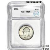 1936 Washington Silver Quarter ICG MS64