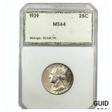 1939 Washington Silver Quarter  MS64