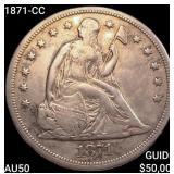 1871-CC Seated Liberty Dollar CLOSELY UNCIRCULATED