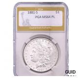 1881-S Morgan Silver Dollar PGA MS64 PL