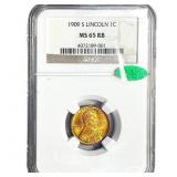 1909-S CAC Wheat Cent NGC MS65 RB