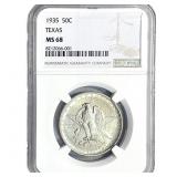 1935 Texas Half Dollar NGC MS68