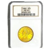 1882 $10 Gold Eagle NGC MS60
