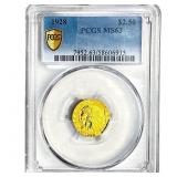 1928 $2.50 Gold Quarter Eagle PCGS MS63
