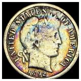 1892-S Toned Silver Barber Dime LIGHTLY  CIRCULAT