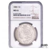 1884 Morgan Silver Dollar NGC MS61