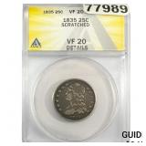 1835 Capped Bust Quarter ANACS VF20 DETAILS