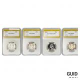 [4 Coins] 1945-1956 Washington Silver Quarter PGA