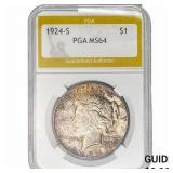 1924-S Silver Peace Dollar PGA MS64