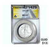 1943 Walking Liberty Half Dollar ANACS MS63