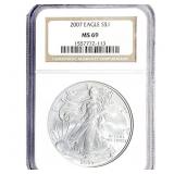 2007 Silver Eagle NGC MS69