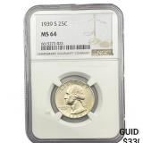 1939-S Washington Silver Quarter NGC MS64
