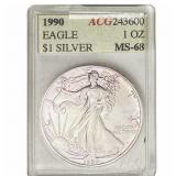 1990 Silver Eagle ACG MS68