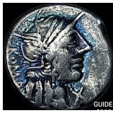 Roman M Fannius 123 BC Silver Denarius NEARLY UNC