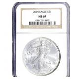 2004 Silver Eagle NGC MS69