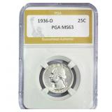 1936-D Washington Silver Quarter PGA MS63