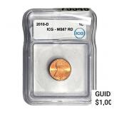 2010-D Lincoln Shield 1C ICG MS67 RD