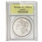 1892 Morgan Silver Dollar USCG MS62+