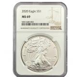 2020 Silver Eagle NGC MS69