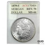 1879-S Morgan Silver Dollar ACG MS66 Rev. 78