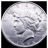 1928-S Silver Peace Dollar CLOSELY UNCIRCULATED
