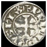 1297-1301 AD Frankish Greece Silver Denier NEARLY