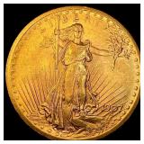 1907 No Motto Saint-Gaudens $20 Gold GEM BU