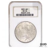 1923 Silver Peace Dollar NGC MS64