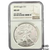 2018 Silver Eagle NGC MS69