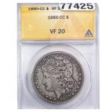 1880-CC Morgan Silver Dollar ANACS VF20