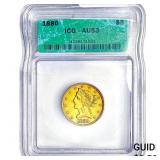 1880 $5 Gold Half Eagle ICG AU53
