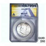 1952 Franklin Half Dollar ANACS MS63 FBL