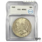 1922 Silver Peace Dollar ICG MS62
