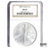 2007 Silver Eagle NGC MS69