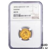 1872E Germany .1152oz Gold 10 Mark NGC AU53