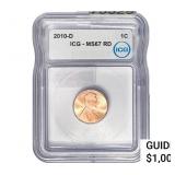 2010-D Lincoln Shield 1C ICG MS67 RD